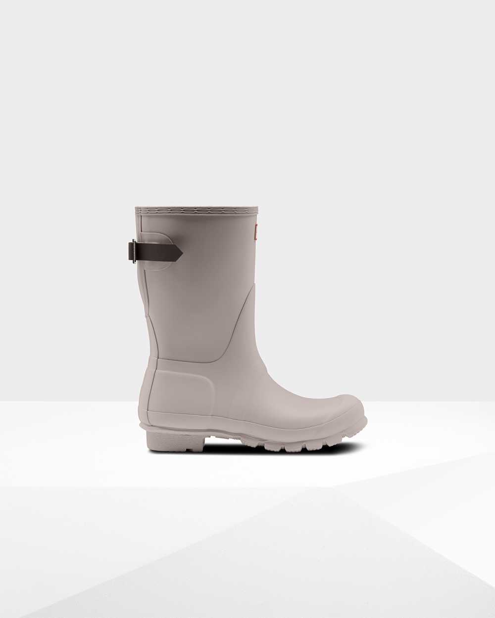 Botas De Agua Mujer - Hunter Original Short Back Adjustable Gris Claro - SOJKUE-964 - Gris Claro